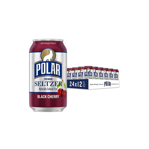 24 Cans Of Polar Seltzer Water Black Cherry