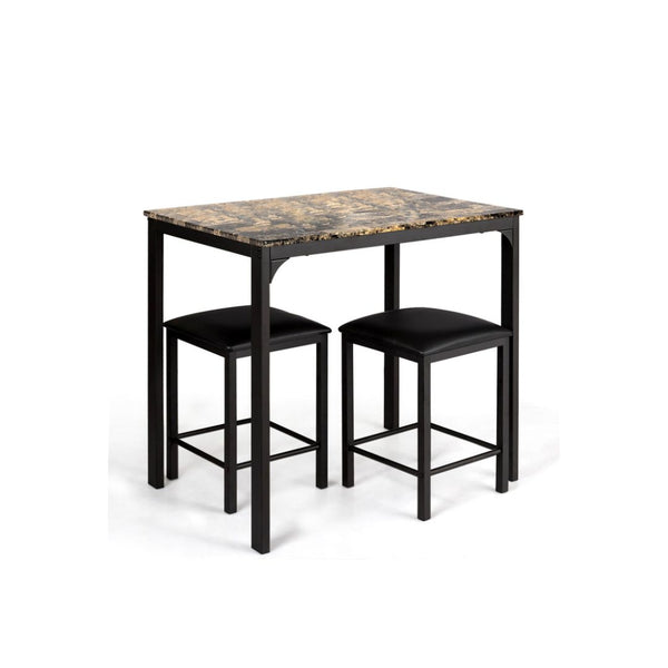 Linon Brown 3-Piece Table Faux Marble Tavern Set