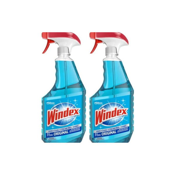 2 Bottles of Windex Glass and Window Cleaner Spray Bottle, Original Blue (23 fl oz)
