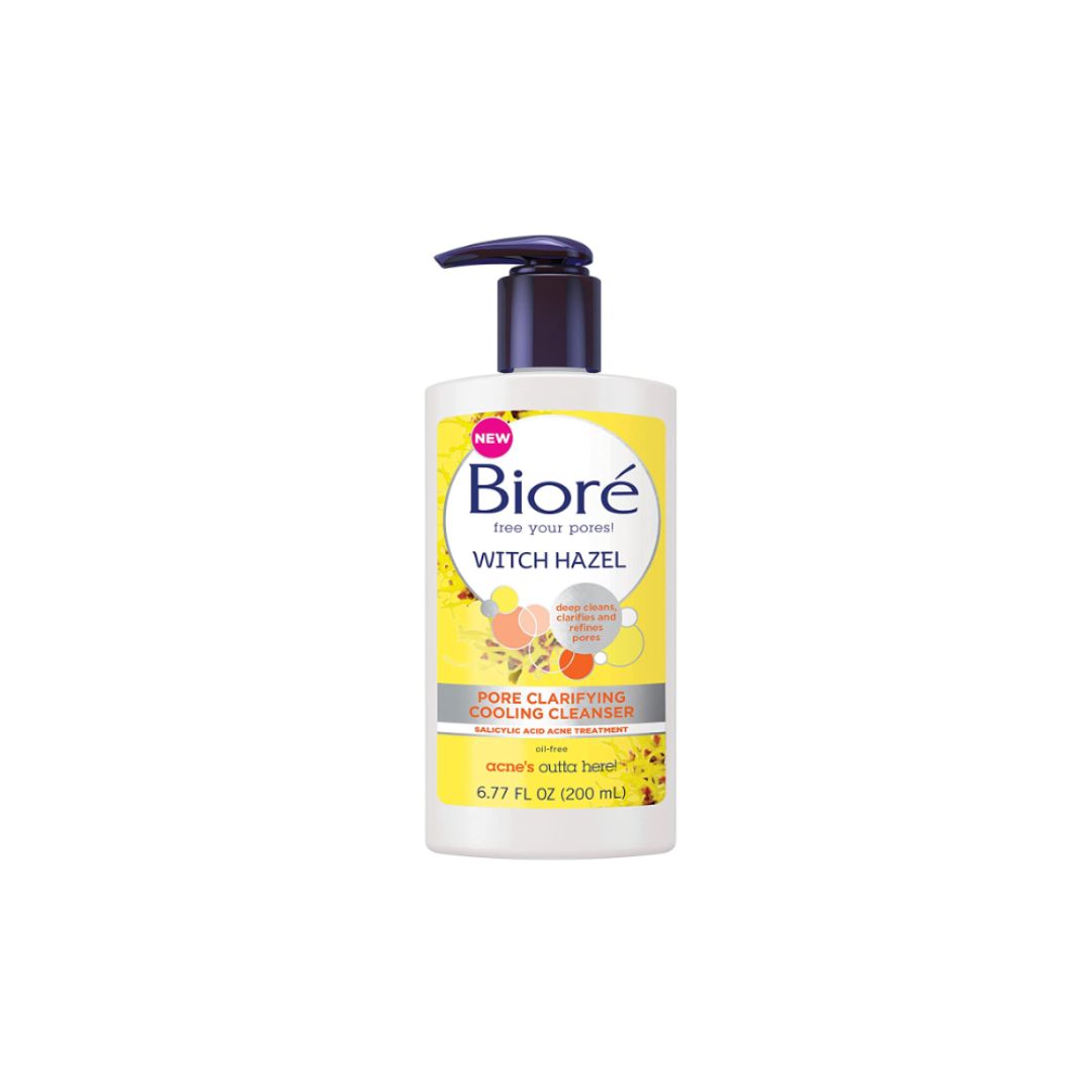 Bioré Witch Hazel Pore Clarifying Acne Face Wash, Exfoliating Facial C ...