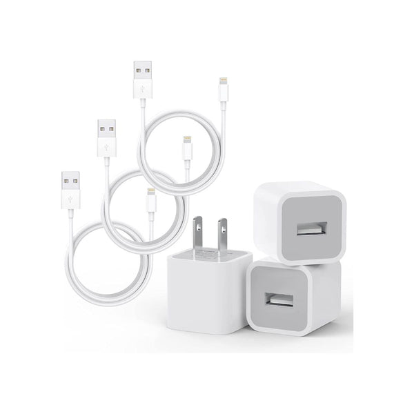 3-Pack iPhone Charger Cable With Plug Adapter