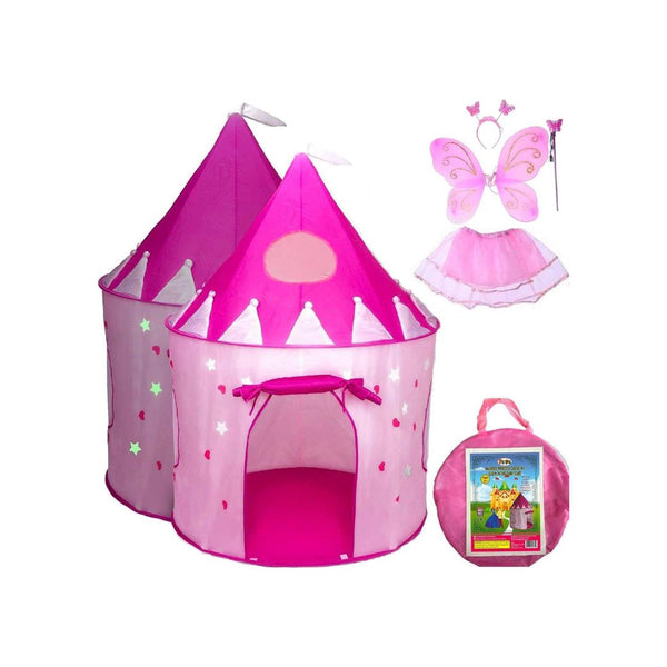 5-Piece Princess Castle Girls Pop Up Play Tent & Dress Up Costume Bundle