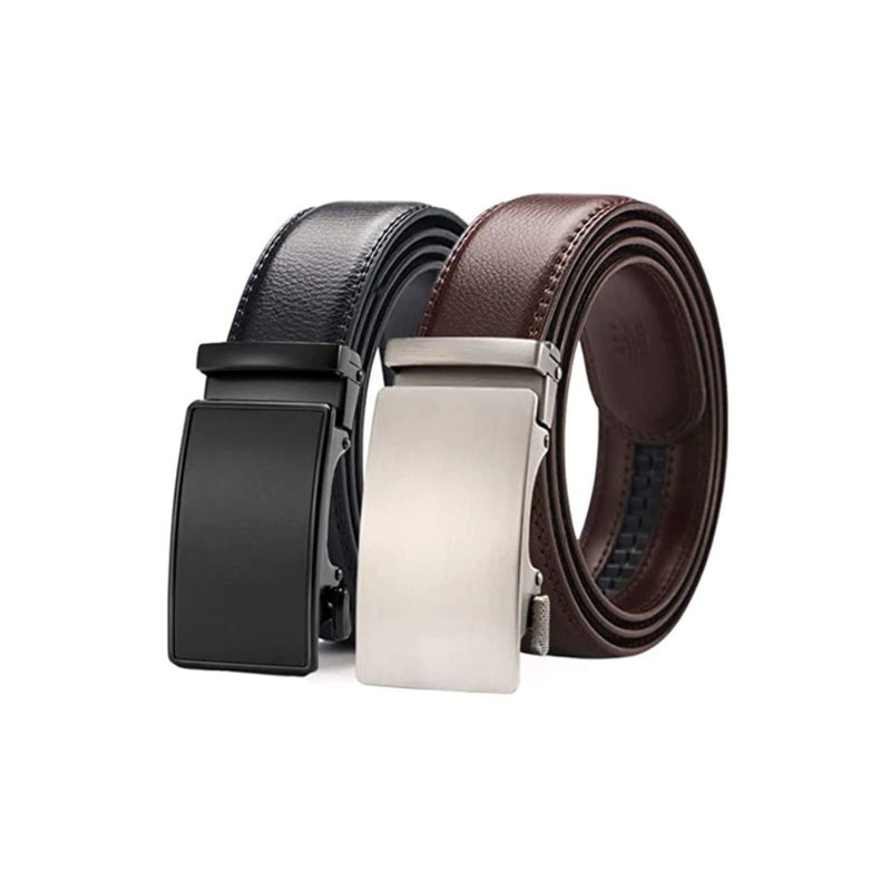 Pack Of 2 Men's Leather Adjustable Belts (2 Styles)