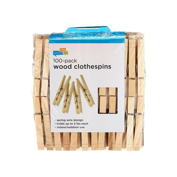 Wood Clothespins with Spring, 24-Pack, 3.3-inches