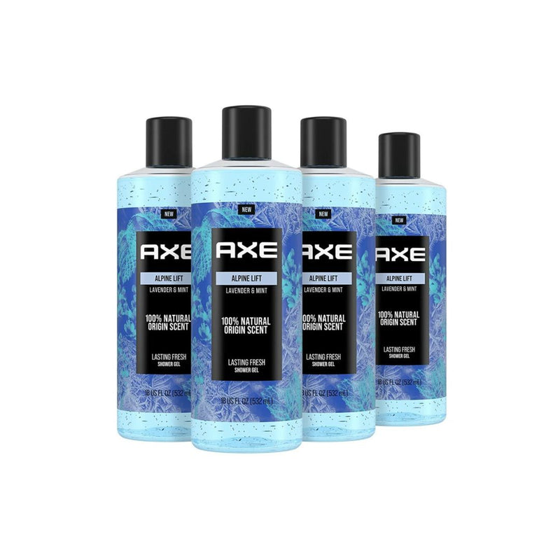 4 Bottles of AXE Body Wash For Men Alpine Lift