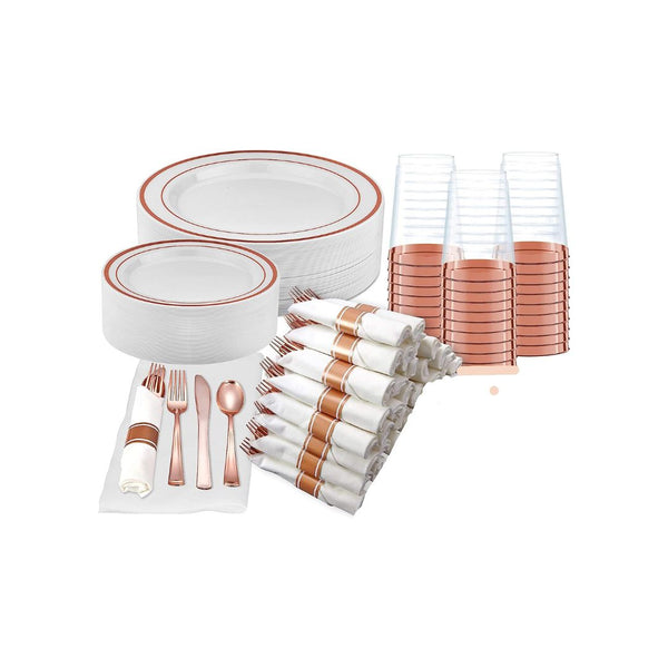 350 Piece Rose Gold Dinnerware Party Set