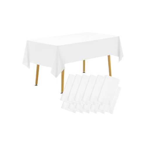 12-Count Disposable White Plastic Tablecloth