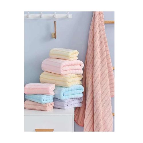 1 Pc Striped Pattern Random Color Bath Towel