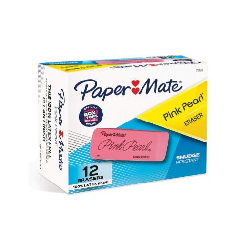 Paper Mate Pink Pearl Erasers, Large, 12 Count Via Amazon