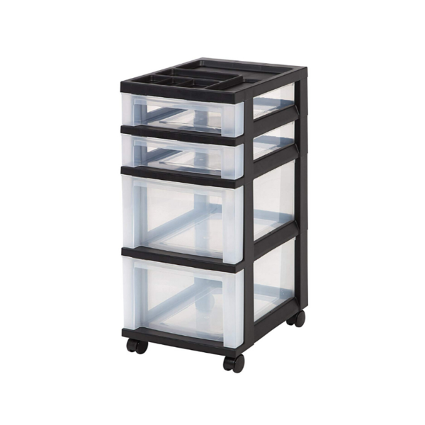 IRIS 4-Drawer Rolling Storage Cart with Organizer Top Via Amazon