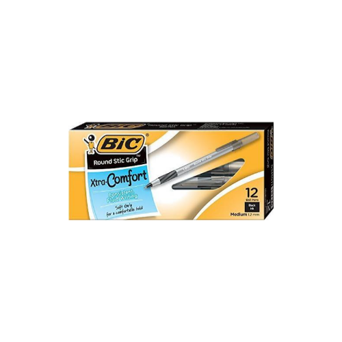 BIC Round Stic Grip Xtra Comfort Ballpoint Pen, 12-Count Via Amazon