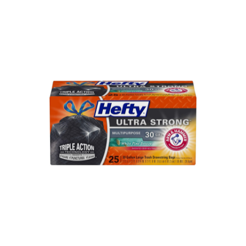 Hefty White Pine Breeze Ultra Strong Large Trash Bags, 30 Gallon, 25 Count Via Amazon