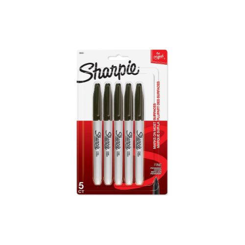 Pack of 5 Sharpie Permanent Marker, Fine Point Via Amazon