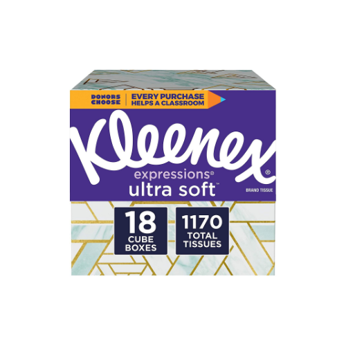 18 Cube Boxes Kleenex Expressions Ultra Soft Facial Tissues Via Amazon