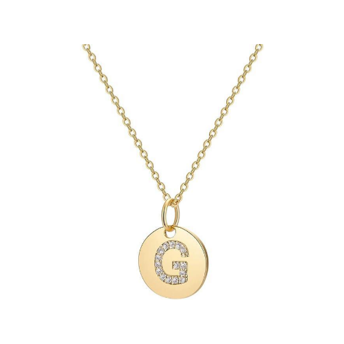 Dainty Disc Initial Necklace Letters 14K Real Gold Plated (All A B C's) Via Amazon