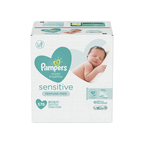 576-Count Pampers Sensitive Water Based Baby Wipes (Unscented) Via Amazon