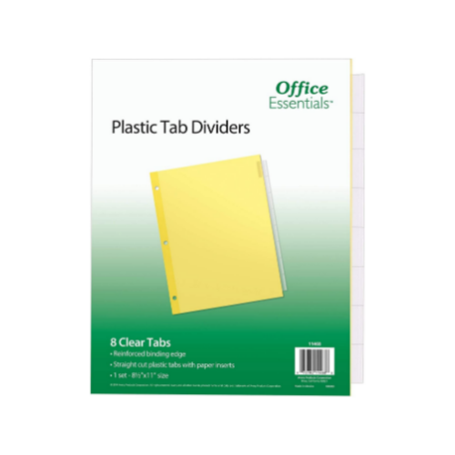 Office Essentials Plastic Insertable Dividers, 8-Tab Via Amazon