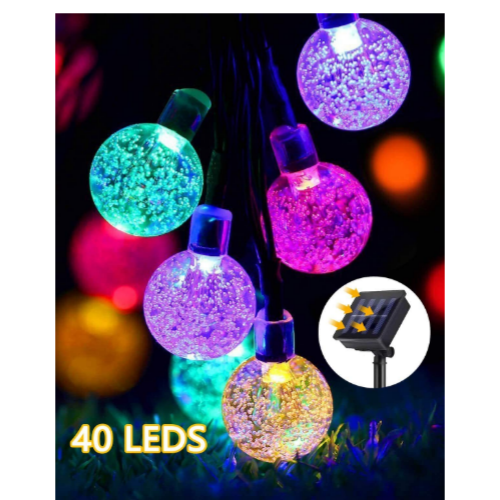 25ft 40 Led Solar Powered Crystal Ball String Lights Via Amazon