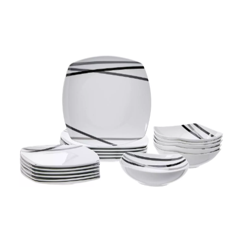 18-Piece Square Kitchen Dinnerware Set Via Amazon