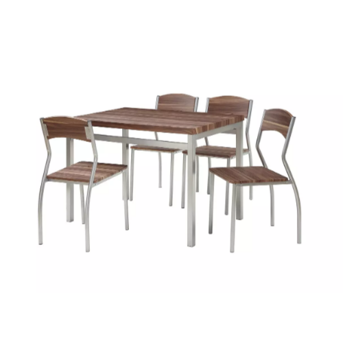 Modern 5-Piece Dining Table Set with 4 Chairs, Cedarwood Finish Via Walmart