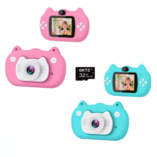 Kids Camera Digital Lens Video with 32GB Memory Card Pink or Blue Via Amazon