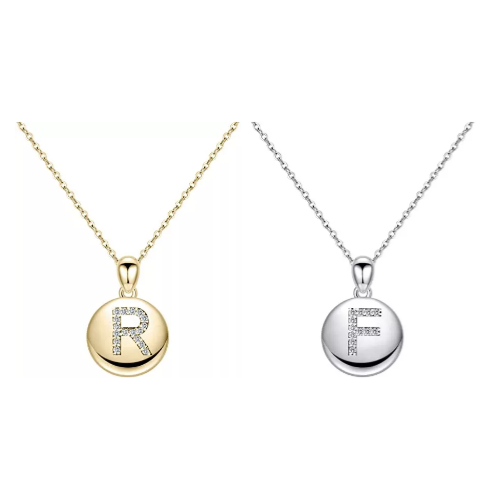 Disc Pendant Letter Necklace Via Amazon