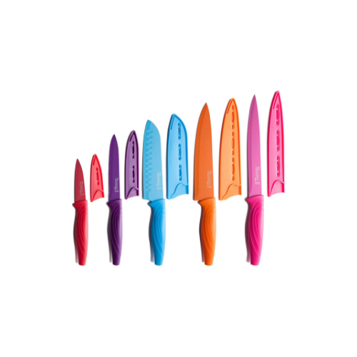 10-Piece Michelangelo Stainless Steel Colored Knife Set Via Amazon