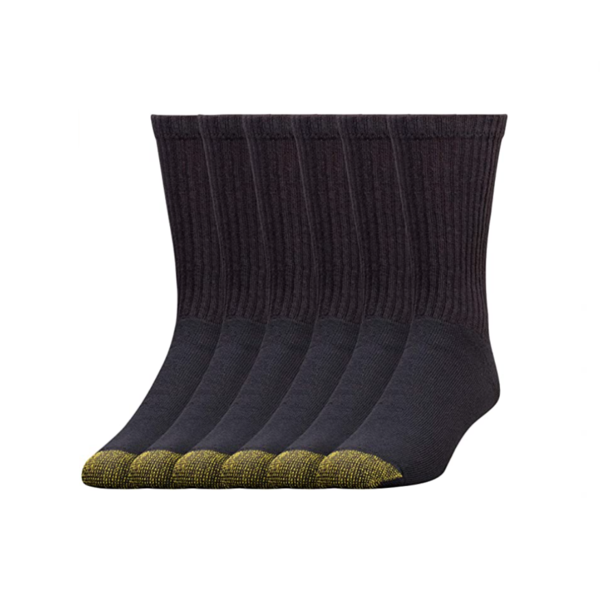 6 Pack Of Gold Toe Men’s Cotton Crew Athletic Socks Via Amazon