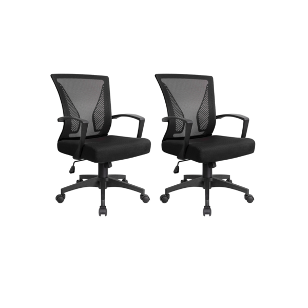 2 Mid Back Swivel Lumbar Support Desk Chairs Via Walmart