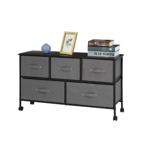 5 Drawer Dresser Storage Tower Organizer Unit with Rolling Wheels Via Amazon