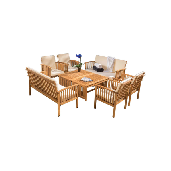 8 Piece Wood Outdoor Sofa Seating Set Via Amazon