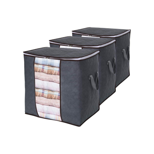 3 Large Clothes Organizers With Reinforced Handles Via amazon