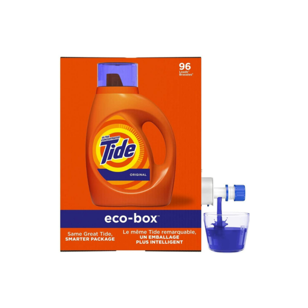 Tide Laundry Detergent Liquid Eco-Box, 105 oz, HE Compatible, 96 Loads Via Amazon