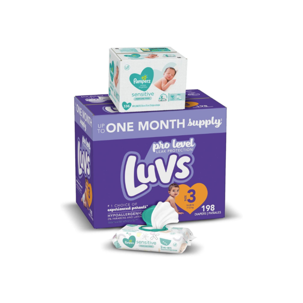 Box Of Luvs Diapers And A Box Of Pampers Sensitive Wipes (All Sizes) Via Amazon