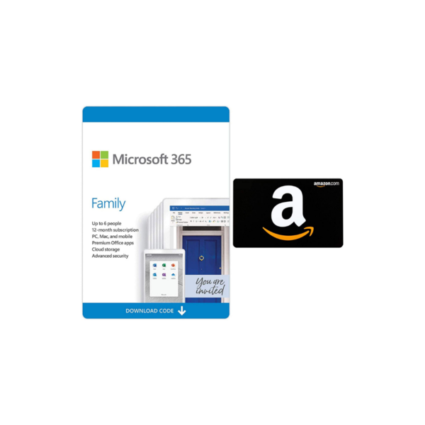 Microsoft 365 Family 12 month auto-renewing subscription with $40 Amazon Gift Card