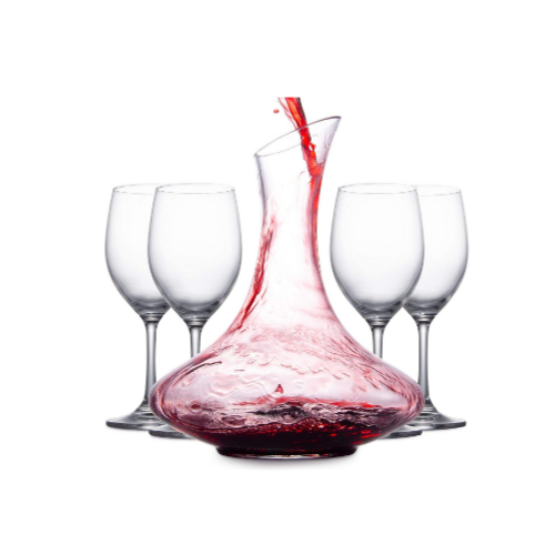 Wine Aerator Decanter and Carafe with 4 Red Wine Glasses via Amazon