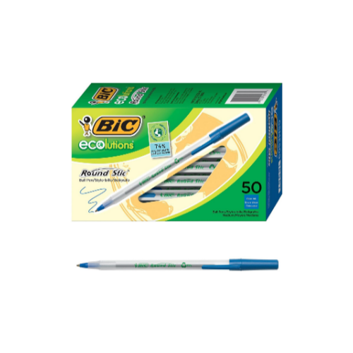 50 Count BIC Ecolutions Round Stic Ballpoint Pen via Amazon