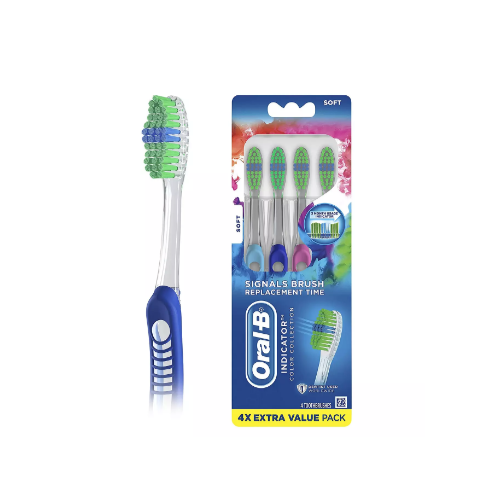 4 Count Oral-B Indicator Color Collection Manual Toothbrush Via Amazon