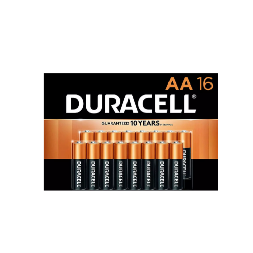 16 Duracell AA Alkaline Batteries Via Amazon