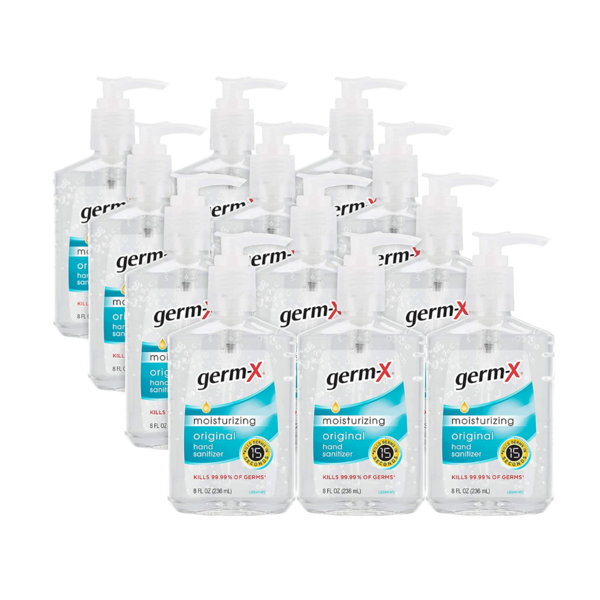 12 Bottles Of 8oz Germ-X Original Hand Sanitizer With Pump Via Amazon