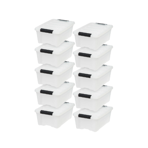 10 Pack - 12 Qt Clear Plastic Storage Boxes with Latches Via Walmart
