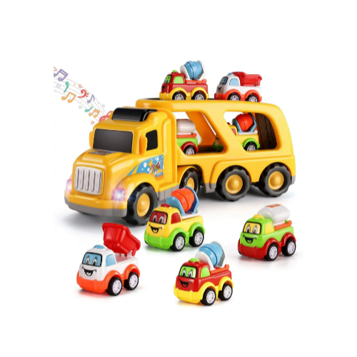 5-in-1 Friction Power Toy Vehicle in Carrier Truck with Lights & Sounds Via Amazon