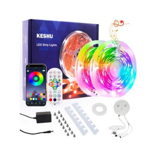 50ft RGB LED Lights Strip Bluetooth App Control Via Amazon