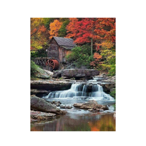 DIY 5D Diamond Painting Kit Maple Leaf Stream 11.8×15.7 inch Via Amazon