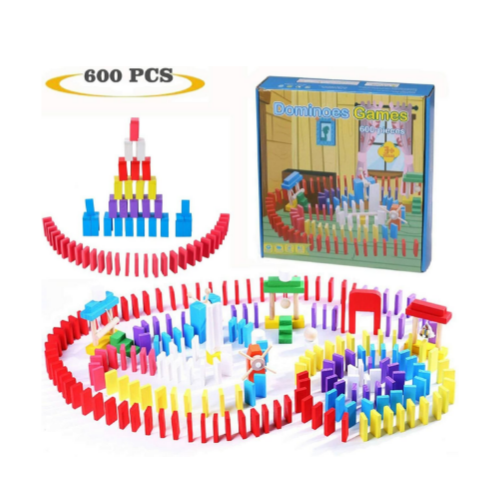 600 Piece Wooden Dominoes Set for Kids with Extra 26 Blocks Via Amazon