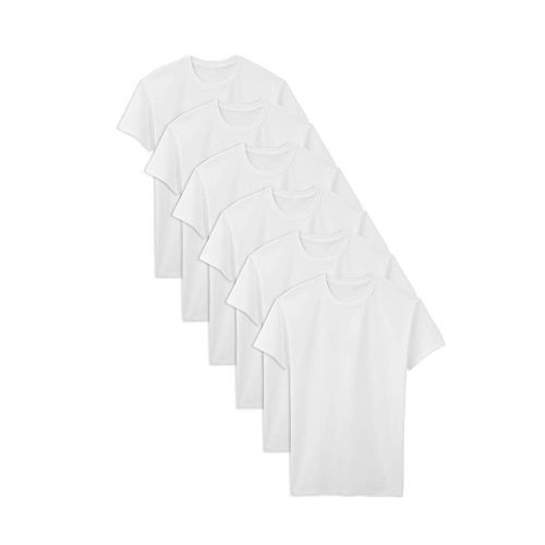 6 Fruit of the Loom Men's Stay Tucked Crew T-Shirt Via Amazon