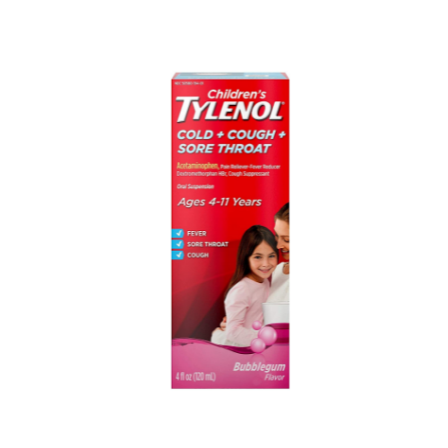 Children’s Tylenol Cold, Cough, and Sore Throat Medicine Via Amazon