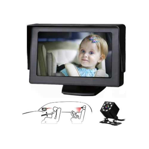 Baby Car Seat Mirror Camera and Monitor Via Amazon