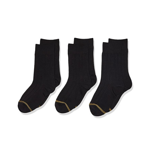 3 Pairs of Gold Toe Boys’ Wide Rib Dress Crew Socks Via Amazon
