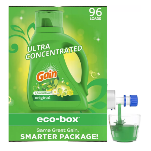Gain Liquid Laundry Detergent Soap Eco-Box, (HE), 96 Loads Via Aamzon